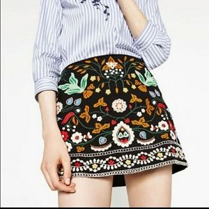 Zara Embroidered Mini Skirt